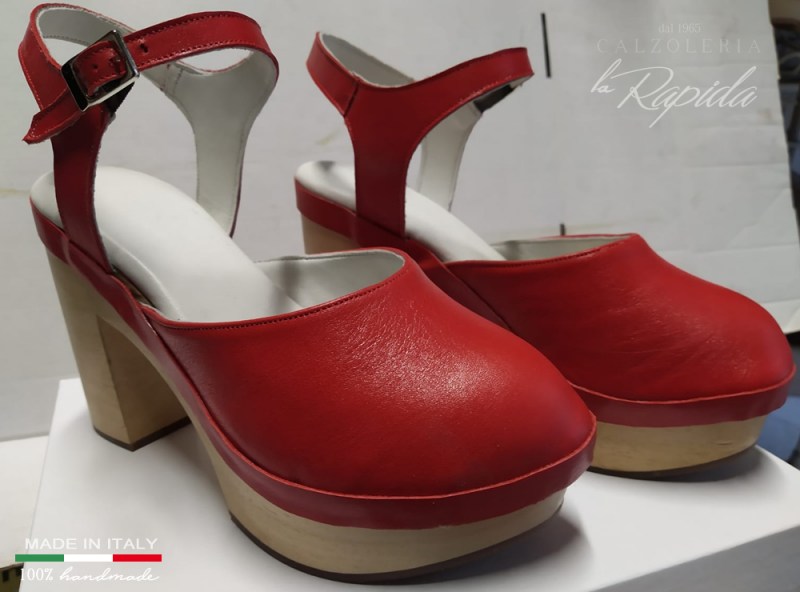 Sandali svedesi da donna con tacco rossi | La Rapida