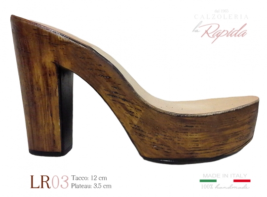 Zoccoli in legno da donna tacco largo 12 cm