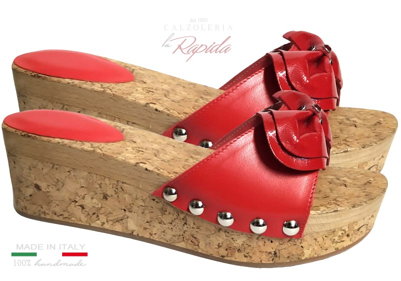 Zeppe da Mare in Sughero Estate Eleganti per la Sera Fiocco Rosso