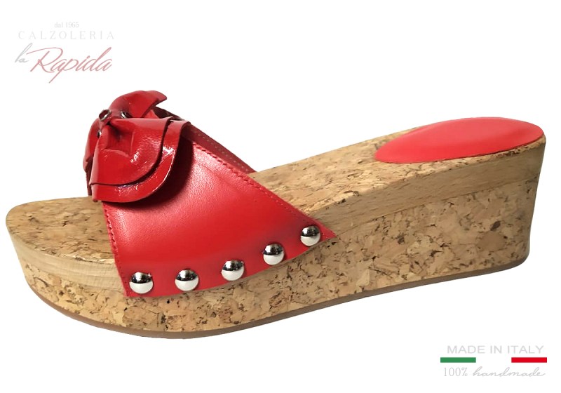 Ciabatte con Zeppa da Mare Pelle Natarale con Fiocco