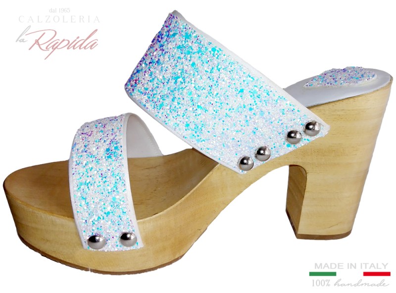 Zoccoli e calzature in glitter con brillanti | La Rapida