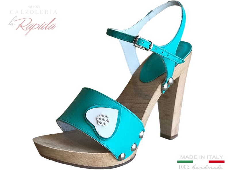 Sandali Gioiello con tacco Pelle verde tiffany