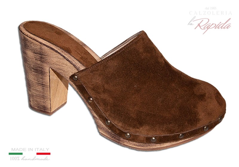 Clogs Svedesi Danesi Donna Sabot Marroni In Pelle | La Rapida