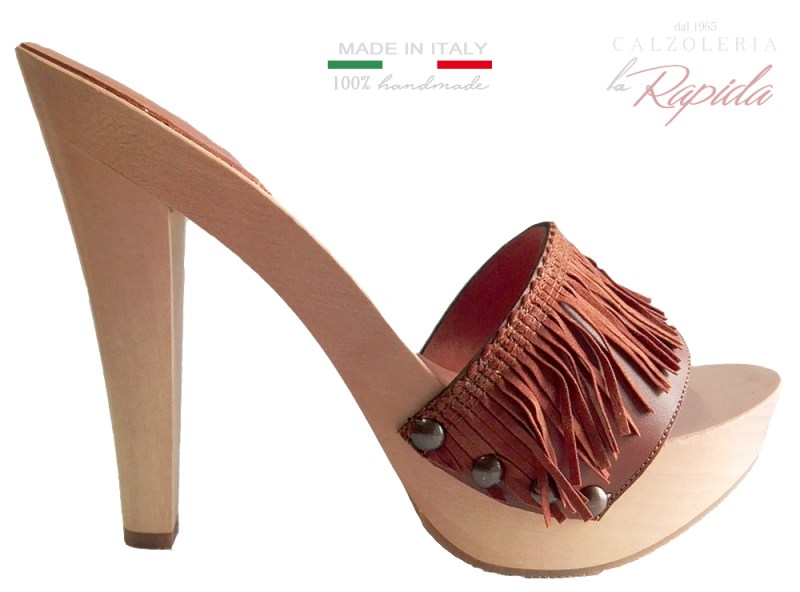 ► Zoccoli Donna Legno Frangia Indiani Estate 2024 | LA RAPIDA
