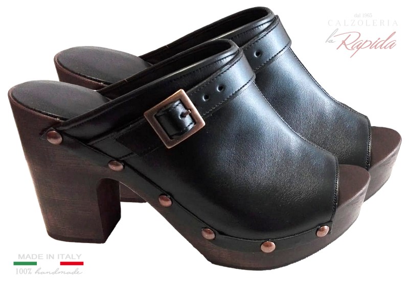 Danish Clogs Zoccoli Danesi Pelle Marrone Mules Clogs