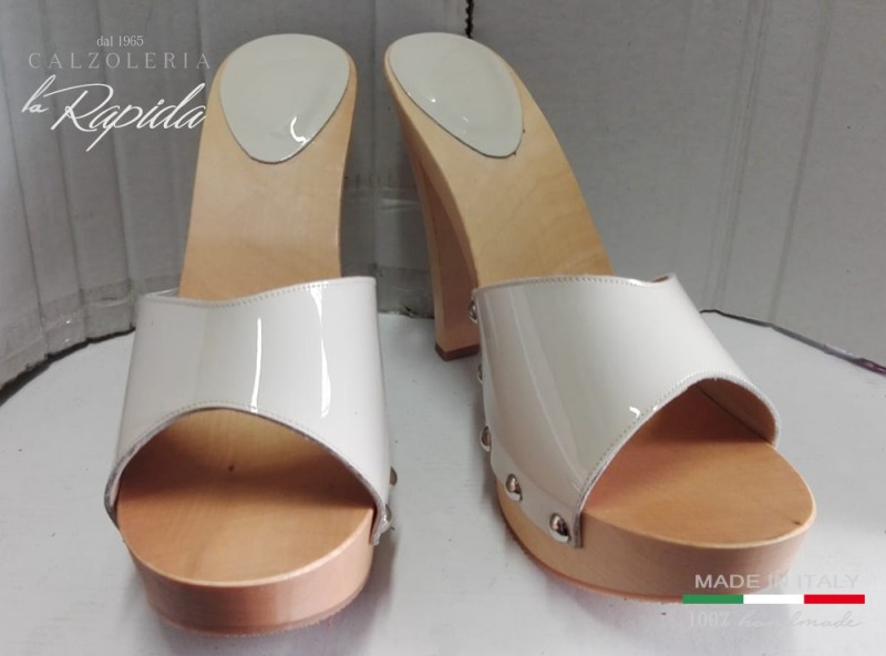 ► Zoccoli rosa tacco alto a spillo in legno primavera estate | LA RAPIDA