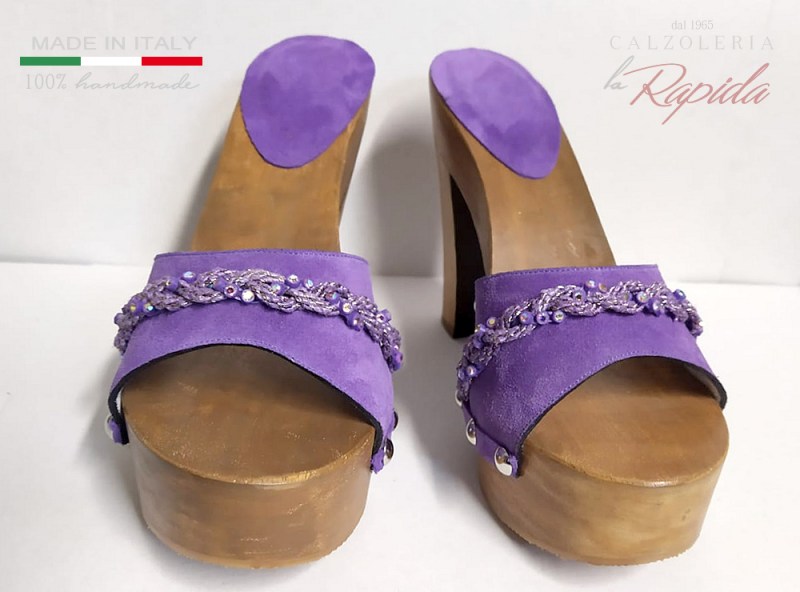 Zoccoli Donna Pelle Naturale Eleganti con Decorazione Novità Estate