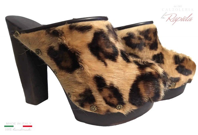 Sabot Maculati Pelle Cavallino Autunno Inverno Mules Clogs Fur Woman