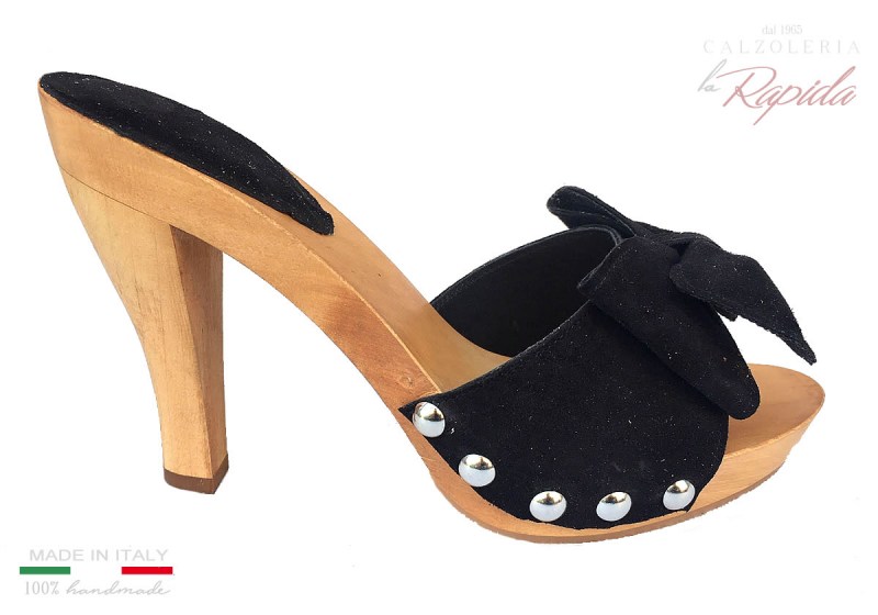 Zoccoli Fiocco Nero Moda 2024 Tacco 10 Estate 