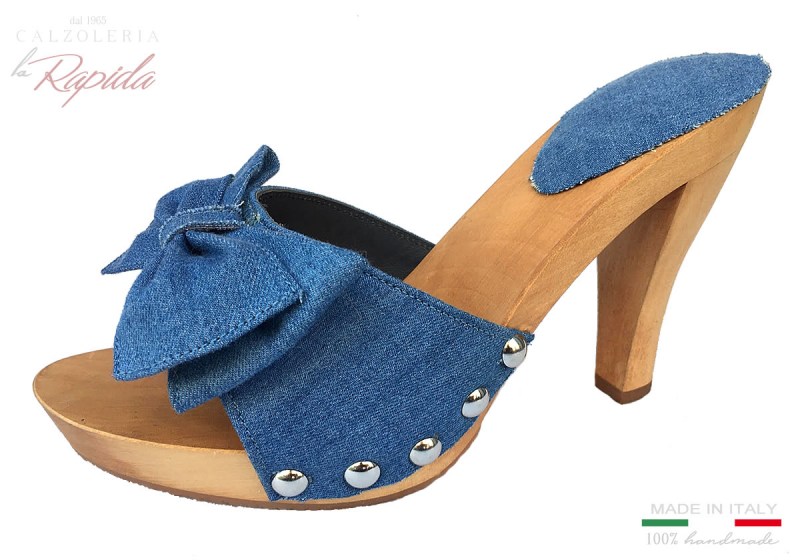 Zoccoli Fiocco Donna Estate Denim Jeans Tacco 10 | La Rapida