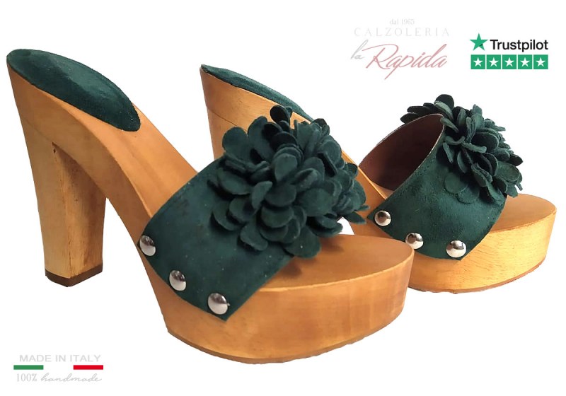 Zoccoli Millefiori Verdi in Legno Artigianali Vendita Online
