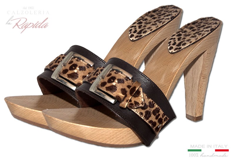 Zoccoli Sabot Donna Sexy Maculati Leopardati con Fibbia