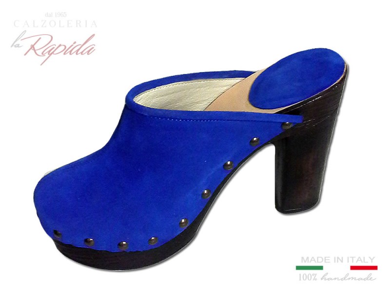 Sabot donna blu in pelle camoscio | La Rapida