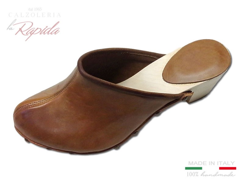 Sabot Mules donna in cuoio tacco medio | La Rapida Betti1965