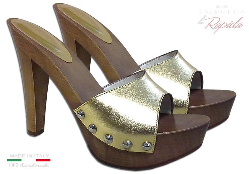 Zoccoli Chic Oro In Legno Vendita Online
