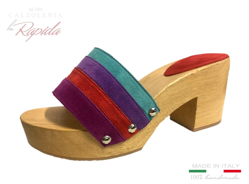 Zoccoli donna arcobaleno in pelle colorata estate