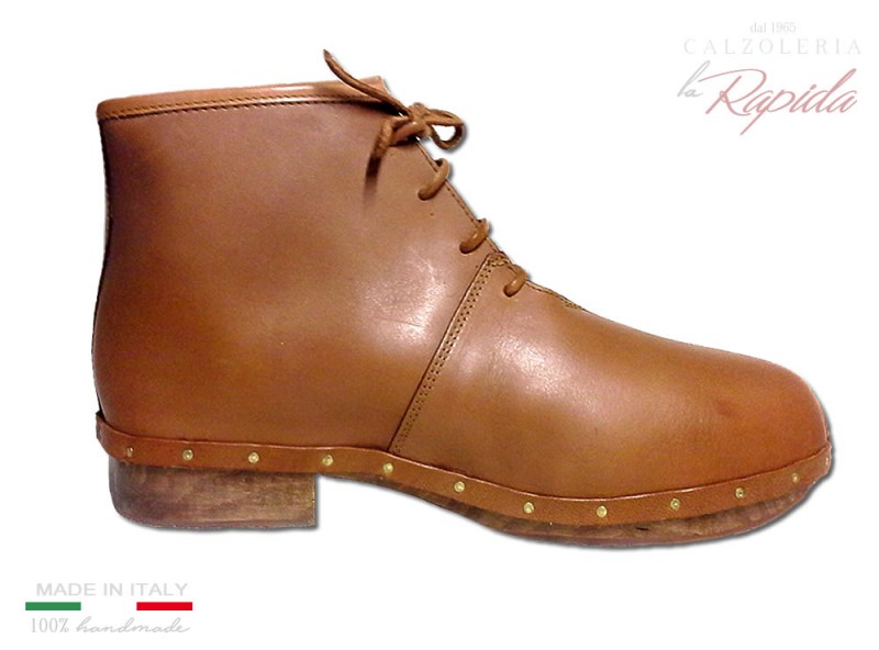 Sabot uomo chiusi in pelle con tacco in legno | La Rapida